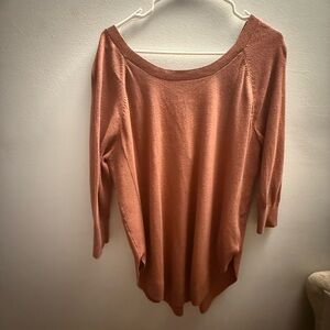 Express Women’s Burnt Orange Off-the-Shoulder Sweater with Cutout Back Detail
